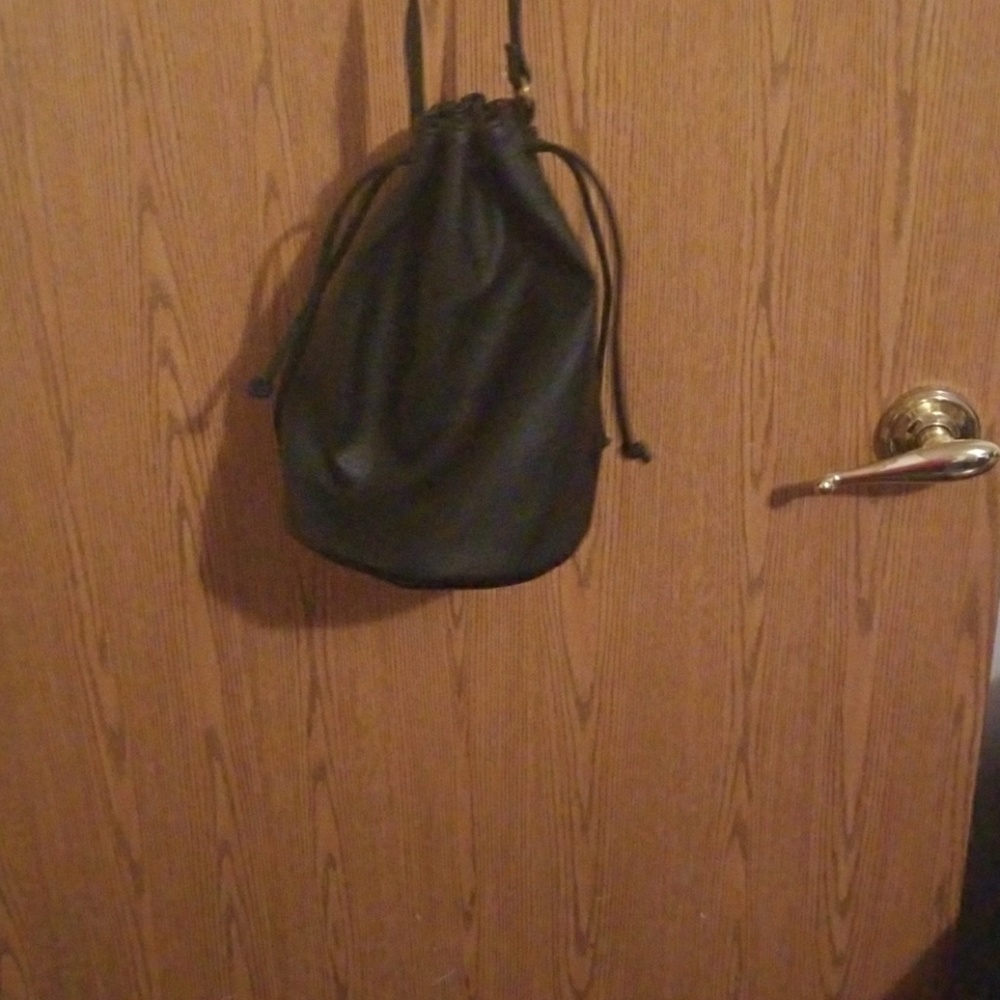 Black bucket bag
